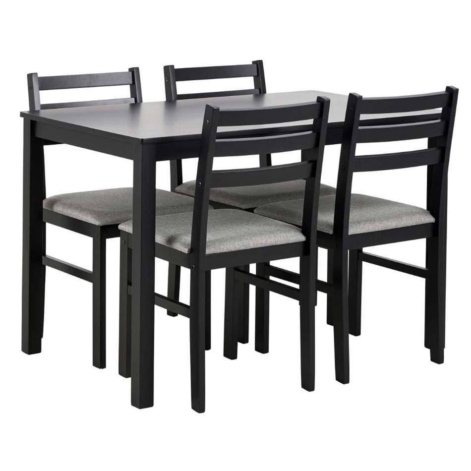 Dining table with 4 chairs Alicante, black, H74.5x70x110cm