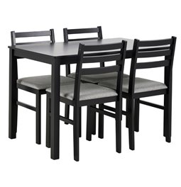 Dining table with 4 chairs Alicante, black, H74.5x70x110cm