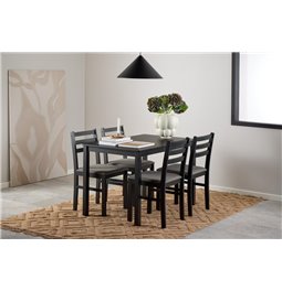 Dining table with 4 chairs Alicante, black, H74.5x70x110cm