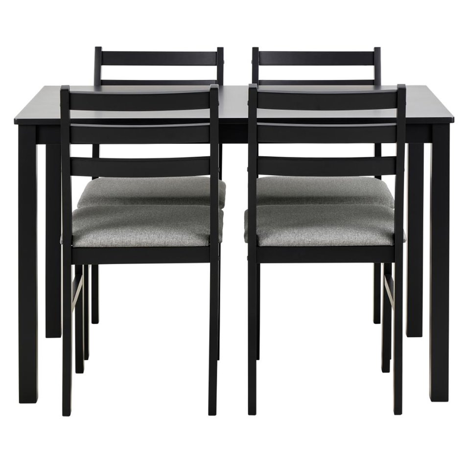 Dining table with 4 chairs Alicante, black, H74.5x70x110cm