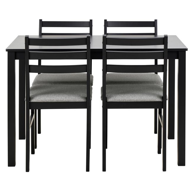 Dining table with 4 chairs Alicante, black, H74.5x70x110cm