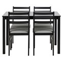 Dining table with 4 chairs Alicante, black, H74.5x70x110cm