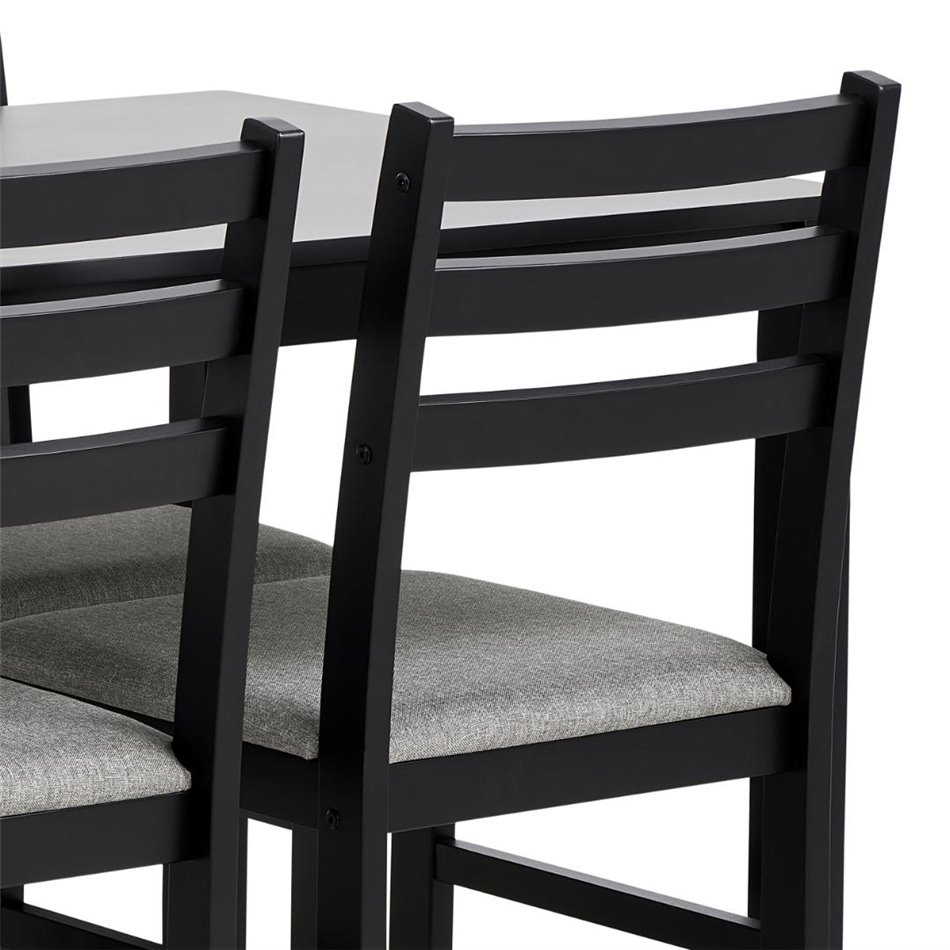 Dining table with 4 chairs Alicante, black, H74.5x70x110cm