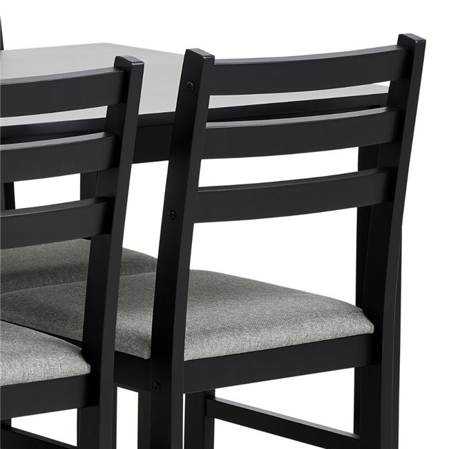 Dining table with 4 chairs Alicante, black, H74.5x70x110cm
