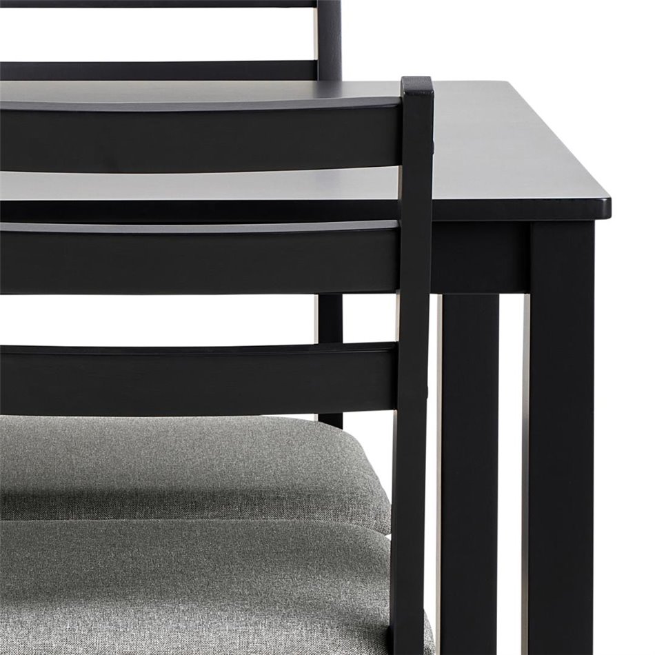 Dining table with 4 chairs Alicante, black, H74.5x70x110cm