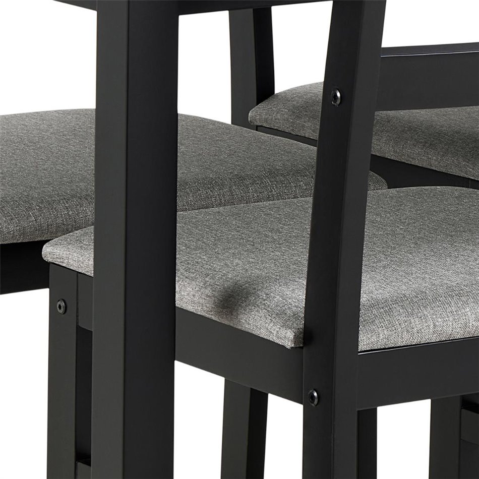 Dining table with 4 chairs Alicante, black, H74.5x70x110cm