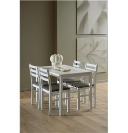 Dining table with 4 chairs Alicante, white, H74.5x70x110cm