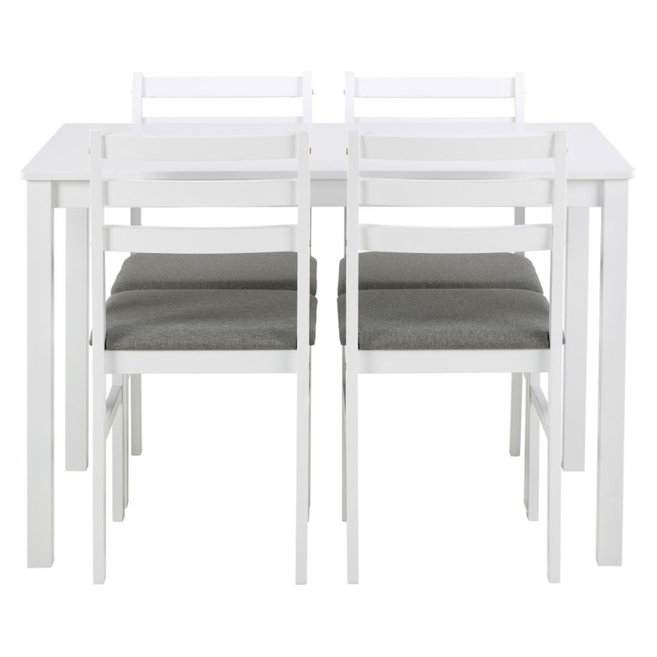 Dining table with 4 chairs Alicante, white, H74.5x70x110cm