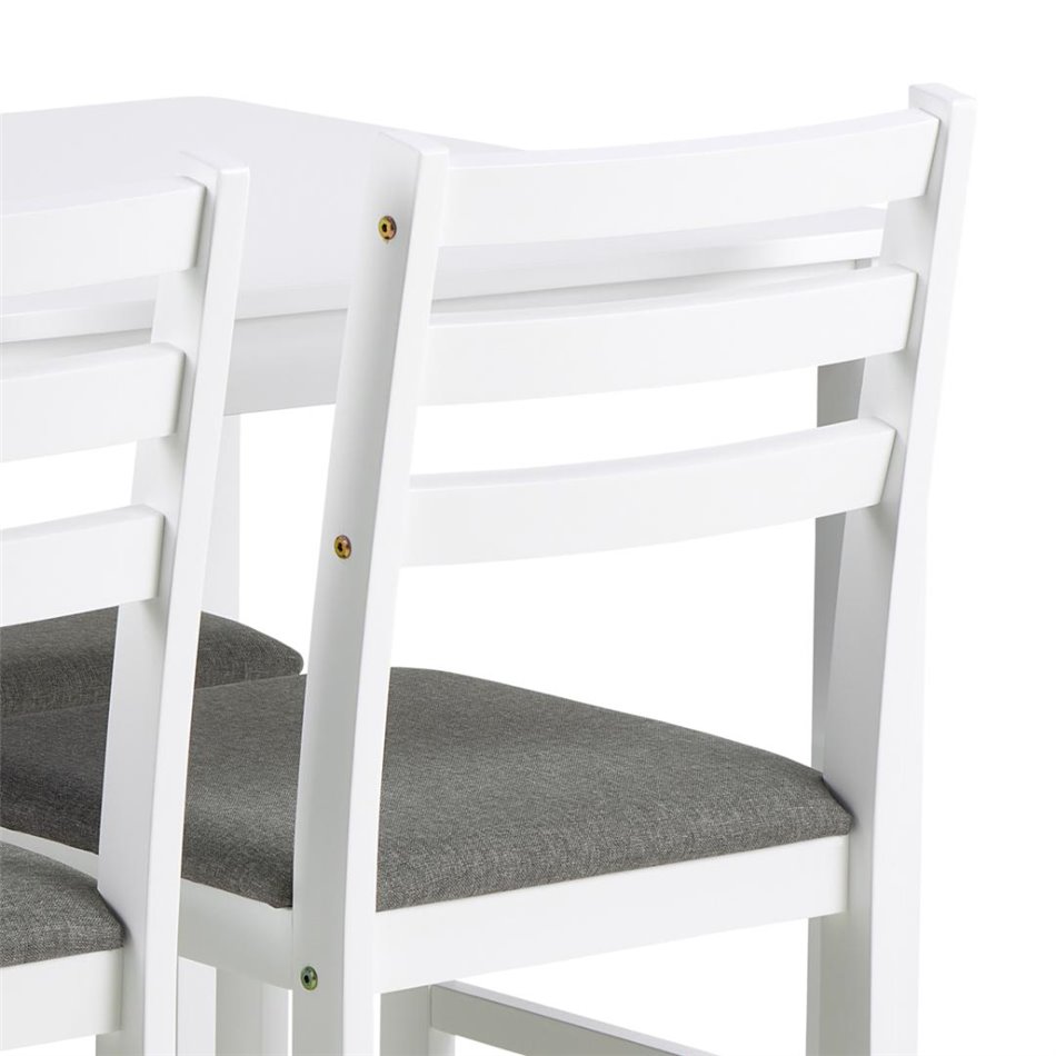 Dining table with 4 chairs Alicante, white, H74.5x70x110cm