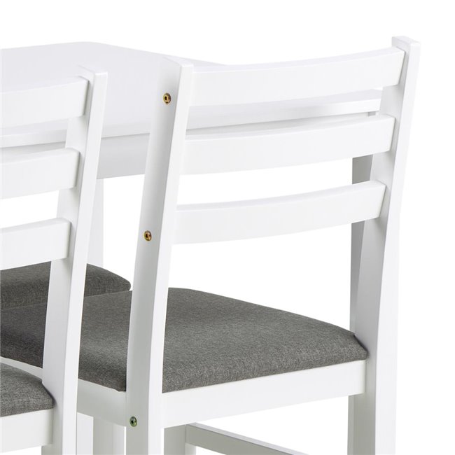 Dining table with 4 chairs Alicante, white, H74.5x70x110cm