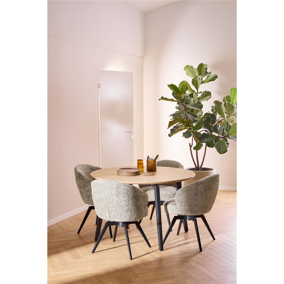 Dining table Akadi, steel/MDF, H75cm D120cm
