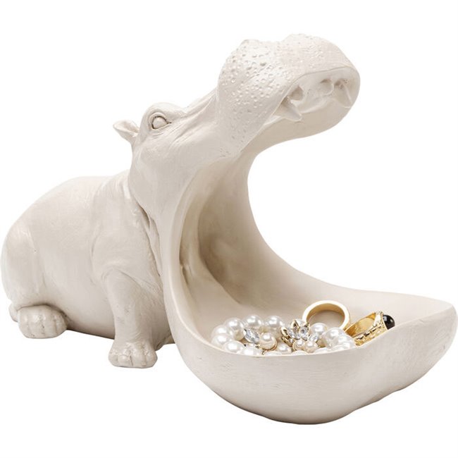 Deco figurine Hungry Hippo, beige, H17x14x27cm