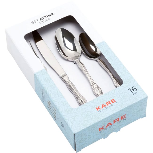 Cutlery set Attina Silver for 4 persons, 16 pcs., H25x14x6cm