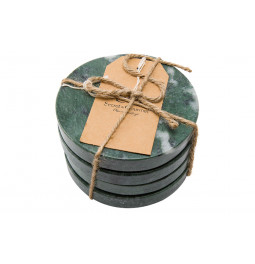 Coasters, set of 4, marble, green colour, D10x1.8cm