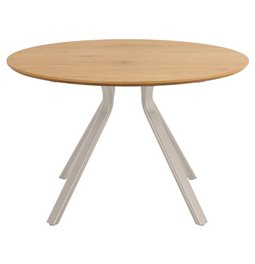 Dining table Aristo, natural color, steel/MDF, H75cm D120cm