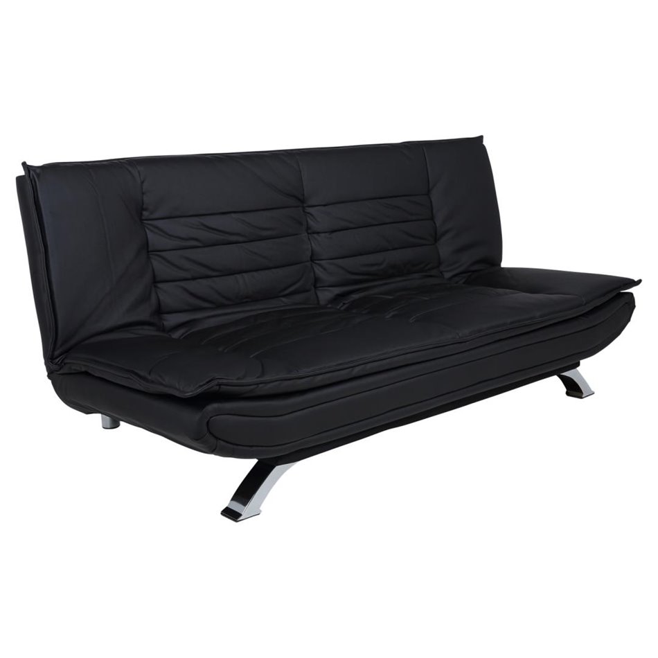 Sofa bed Akit, extendable, black, eco leather, H91x98x196cm, seat height 39cm