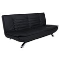 Sofa bed Akit, extendable, black, eco leather, H91x98x196cm, seat height 39cm