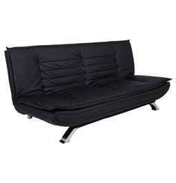 Sofa bed Akit, extendable, black, eco leather, H91x98x196cm, seat height 39cm
