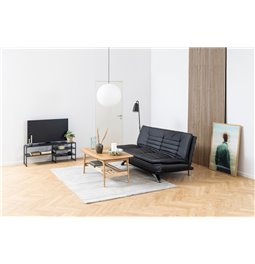 Sofa bed Akit, extendable, black, eco leather, H91x98x196cm, seat height 39cm