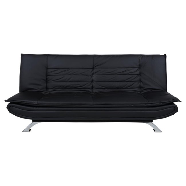Sofa bed Akit, extendable, black, eco leather, H91x98x196cm, seat height 39cm