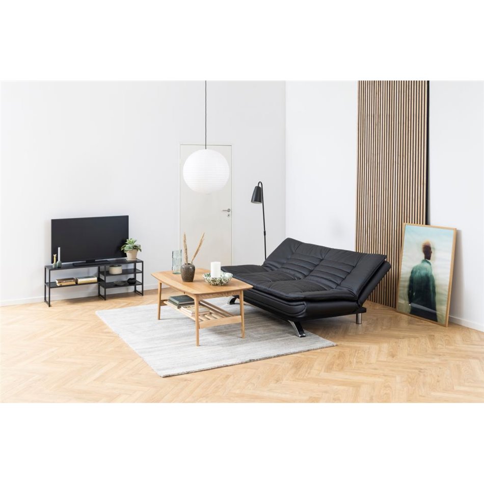 Sofa bed Akit, extendable, black, eco leather, H91x98x196cm, seat height 39cm
