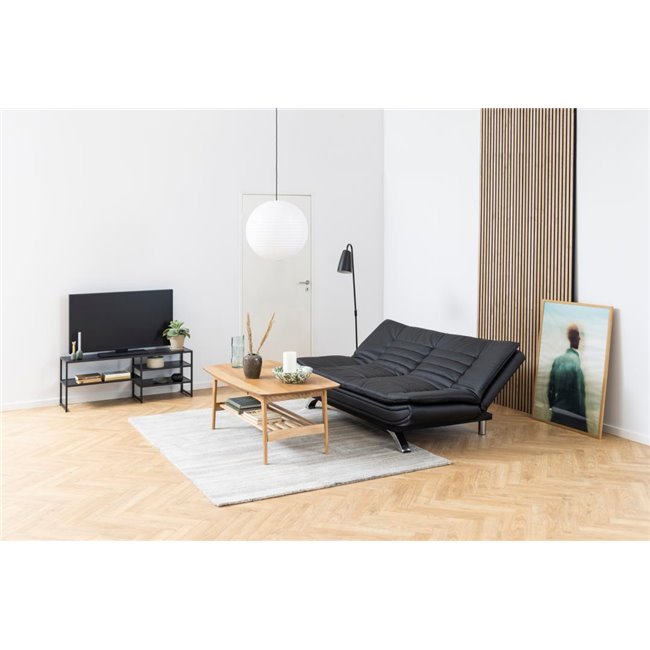 Sofa bed Akit, extendable, black, eco leather, H91x98x196cm, seat height 39cm