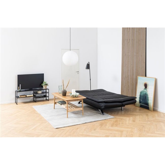 Sofa bed Akit, extendable, black, eco leather, H91x98x196cm, seat height 39cm