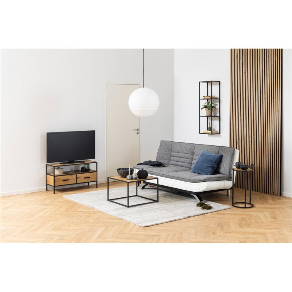 Sofa bed Akit, extendable, gray/white, H91x98x196cm, seat height 39cm