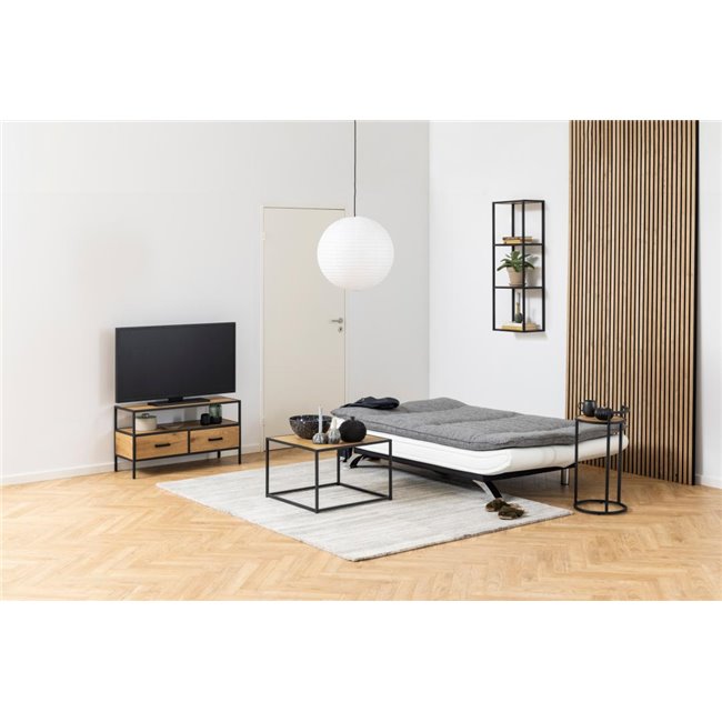 Sofa bed Akit, extendable, gray/white, H91x98x196cm, seat height 39cm
