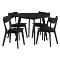 Dining table with 4 chairs Aroxby, black, H76cm D105cm