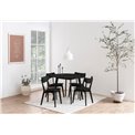 Dining table with 4 chairs Aroxby, black, H76cm D105cm