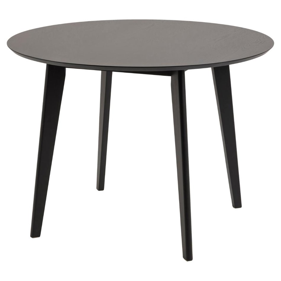 Dining table with 4 chairs Aroxby, black, H76cm D105cm