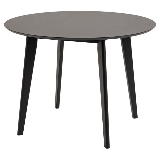 Dining table with 4 chairs Aroxby, black, H76cm D105cm