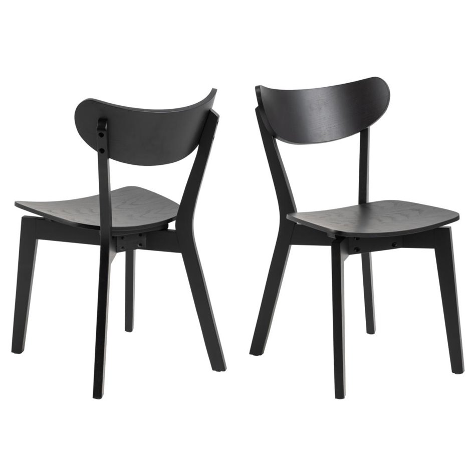 Dining table with 4 chairs Aroxby, black, H76cm D105cm