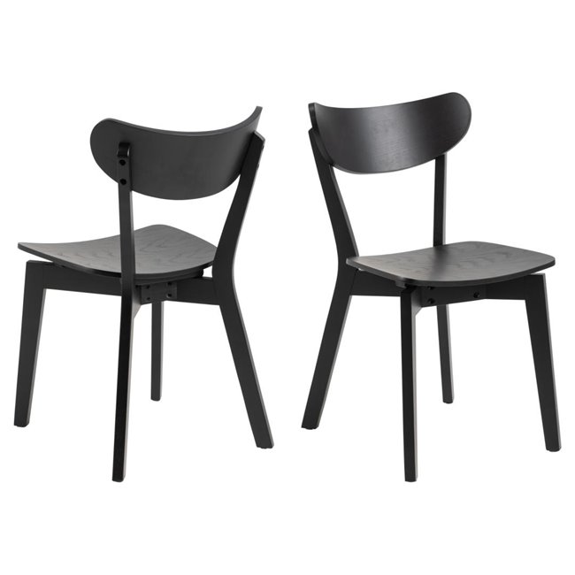 Dining table with 4 chairs Aroxby, black, H76cm D105cm
