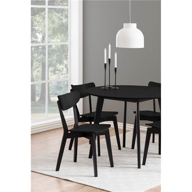 Dining table with 4 chairs Aroxby, black, H76cm D105cm