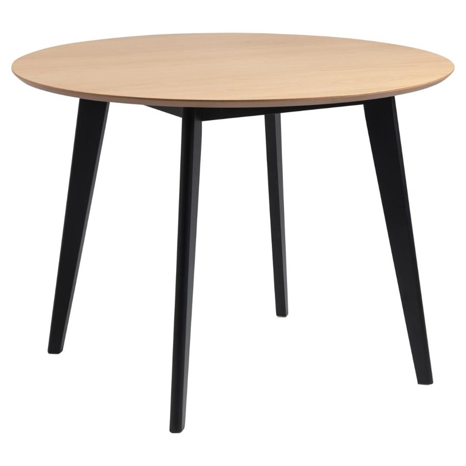 Dining table with 4 chairs Aroxby, natural/black, H76cm D105cm