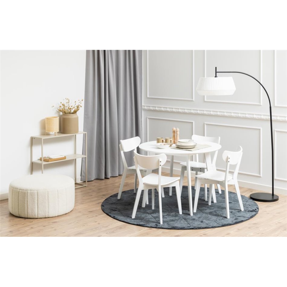Dining table with 4 chairs Aroxby, white, H76cm D105cm