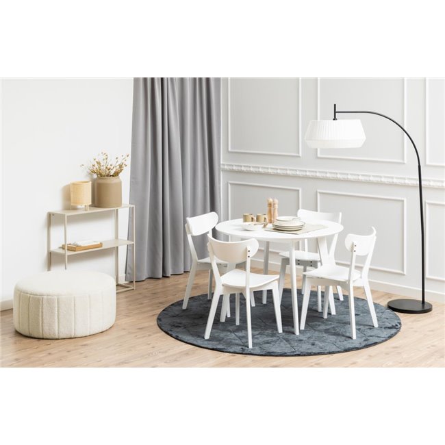 Dining table with 4 chairs Aroxby, white, H76cm D105cm