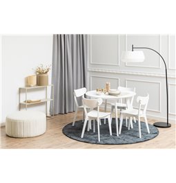 Dining table with 4 chairs Aroxby, white, H76cm D105cm