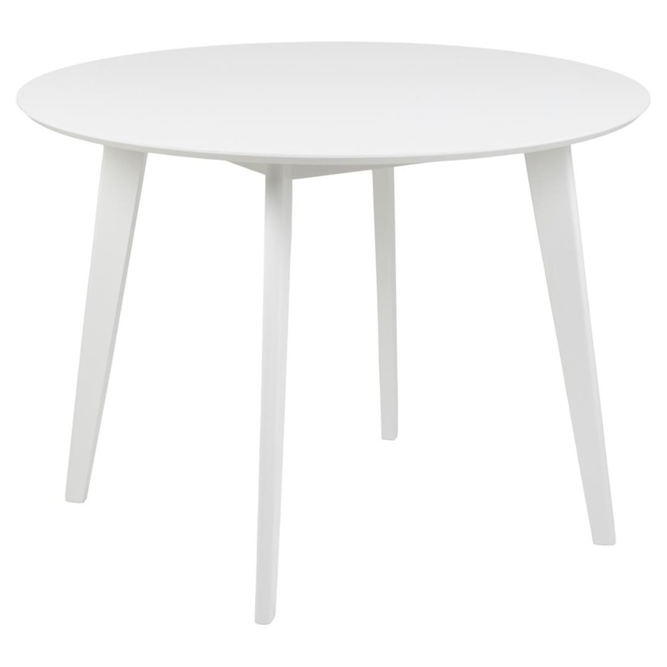 Dining table with 4 chairs Aroxby, white, H76cm D105cm