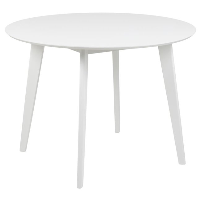 Dining table with 4 chairs Aroxby, white, H76cm D105cm