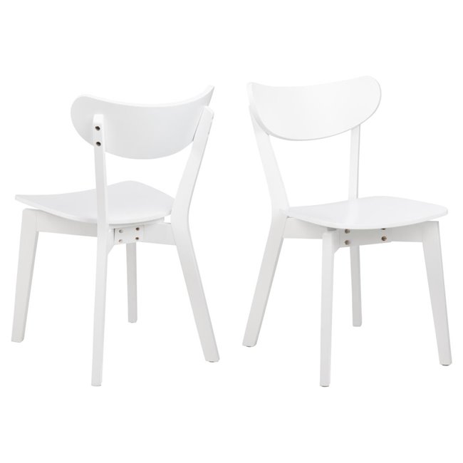 Dining table with 4 chairs Aroxby, white, H76cm D105cm