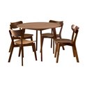 Dining table with 4 chairs Aroxby, brown, H76cm D105cm