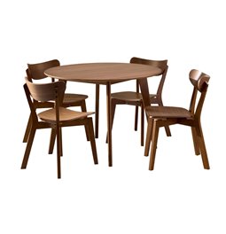 Dining table with 4 chairs Aroxby, brown, H76cm D105cm