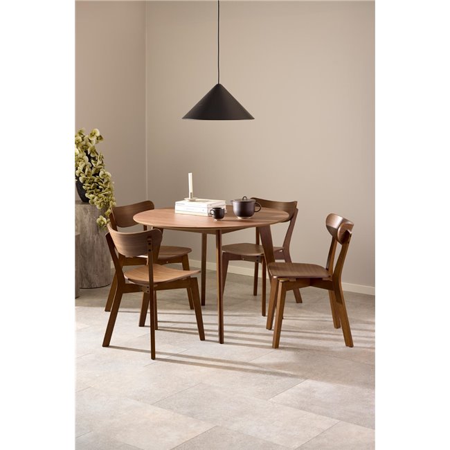 Dining table with 4 chairs Aroxby, brown, H76cm D105cm