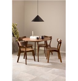 Dining table with 4 chairs Aroxby, brown, H76cm D105cm