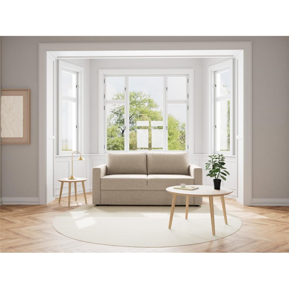 Sofa bed Aleur, extendable, beige, H85x88x176cm, seat height 47.5cm