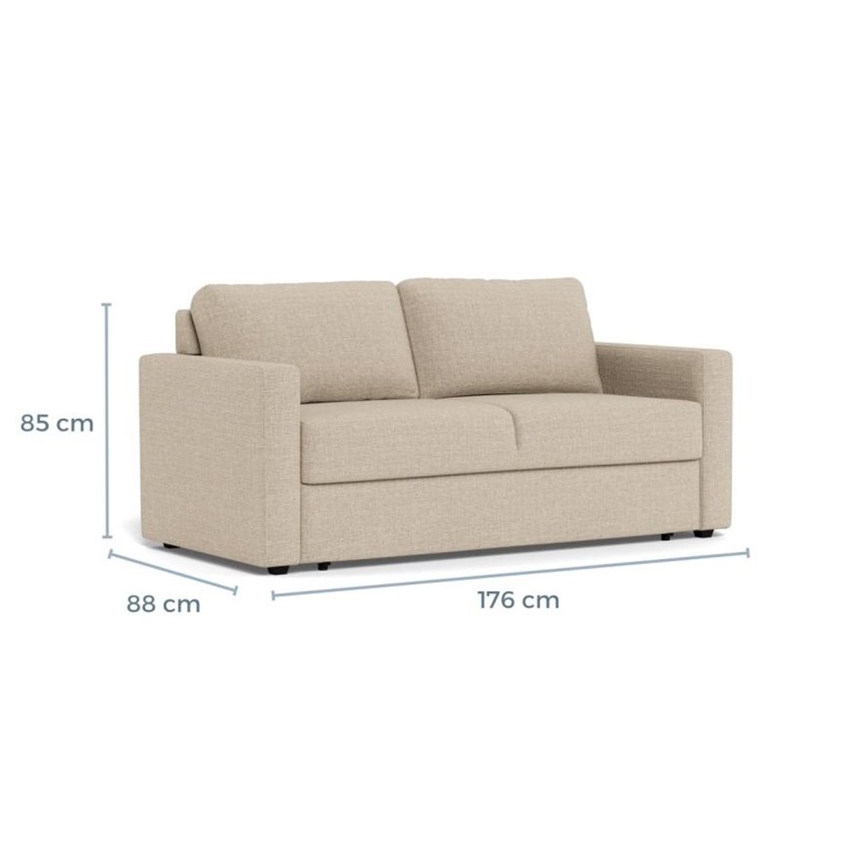 Sofa bed Aleur, extendable, beige, H85x88x176cm, seat height 47.5cm