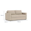Sofa bed Aleur, extendable, beige, H85x88x176cm, seat height 47.5cm